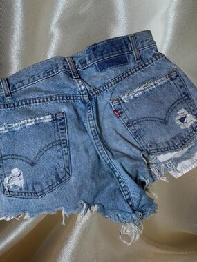 12th Tribe Distressed Light Blue Denim Cutoff Shorts